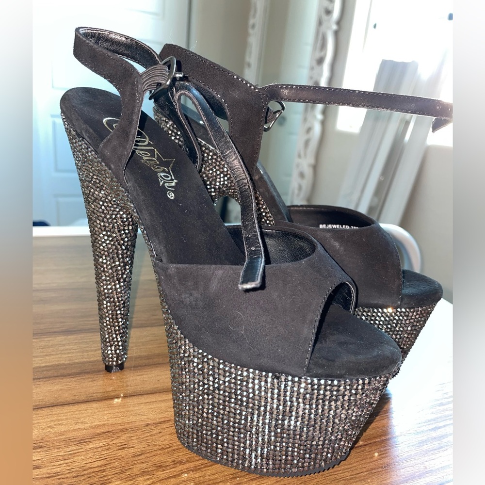 Black Sparkly Pleaser Heels